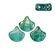 Ginko Leaf Beads 7.5x7.5mm Aquamarine Rembrandt